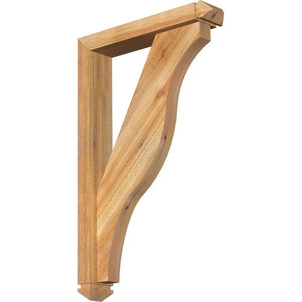 Ekena Millwork Funston Arts and Crafts Rough Sawn Bracket w/ Offset Brace, Western Red Cedar, 4"W x 20"D x 32"H BKT0402X20X32FST03RWR - main
